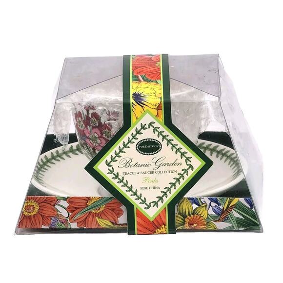 Portmeirion Botanic Garden Teacup & Saucer Pinks Brand New In Box Coffee Tea - Picture 1 of 10